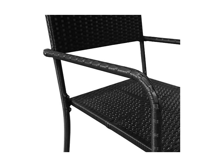 Chaise à dîner de jardin empilable lot de 2 noir résine tressée