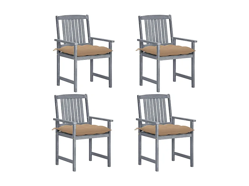 Chaises de metteur en scène avec coussins 4 pcs Gris Acacia 22