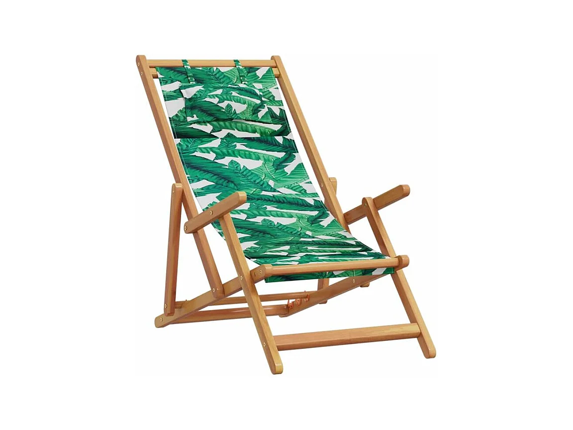 Chaises de plage pliantes lot de 2 tissu et bois massif