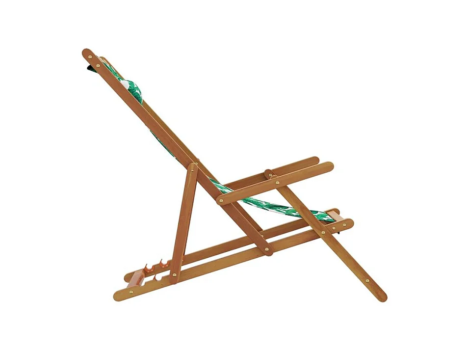 Chaises de plage pliantes lot de 2 tissu et bois massif