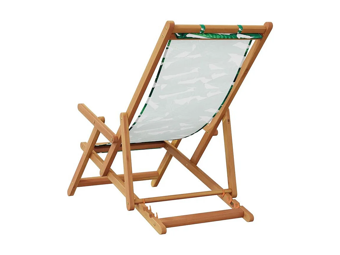 Chaises de plage pliantes lot de 2 tissu et bois massif