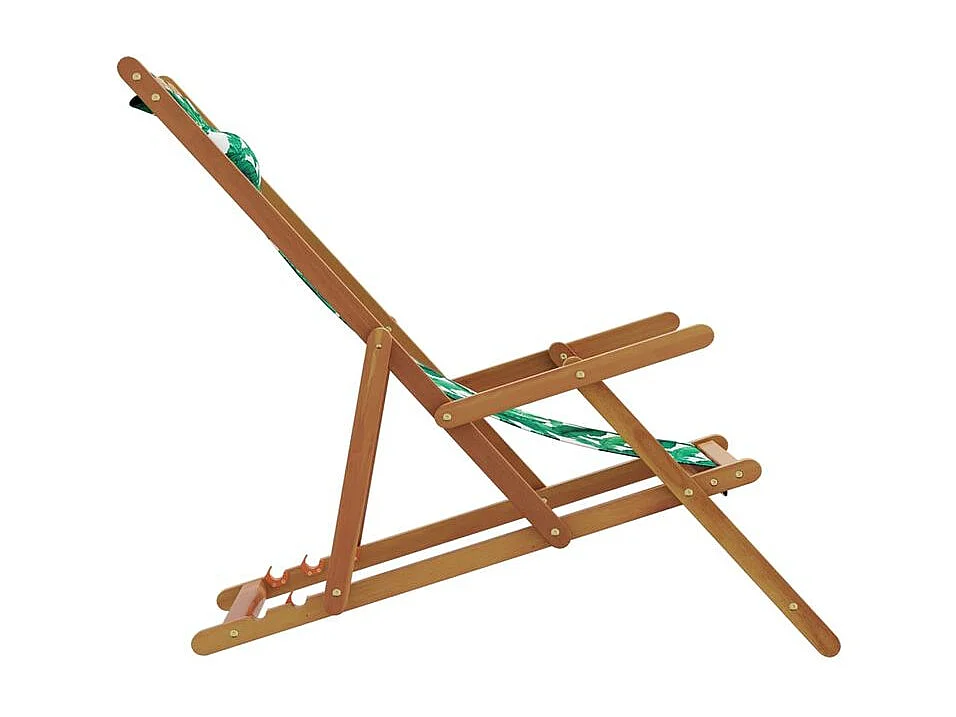 Chaises de plage pliantes lot de 2 tissu et bois massif