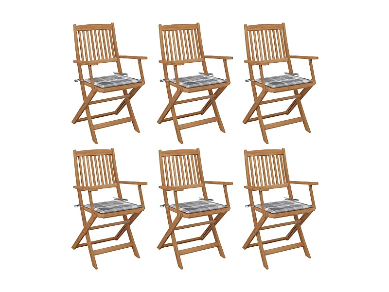 Chaises pliables de jardin 6 pcs avec coussins Bois d'acacia 36