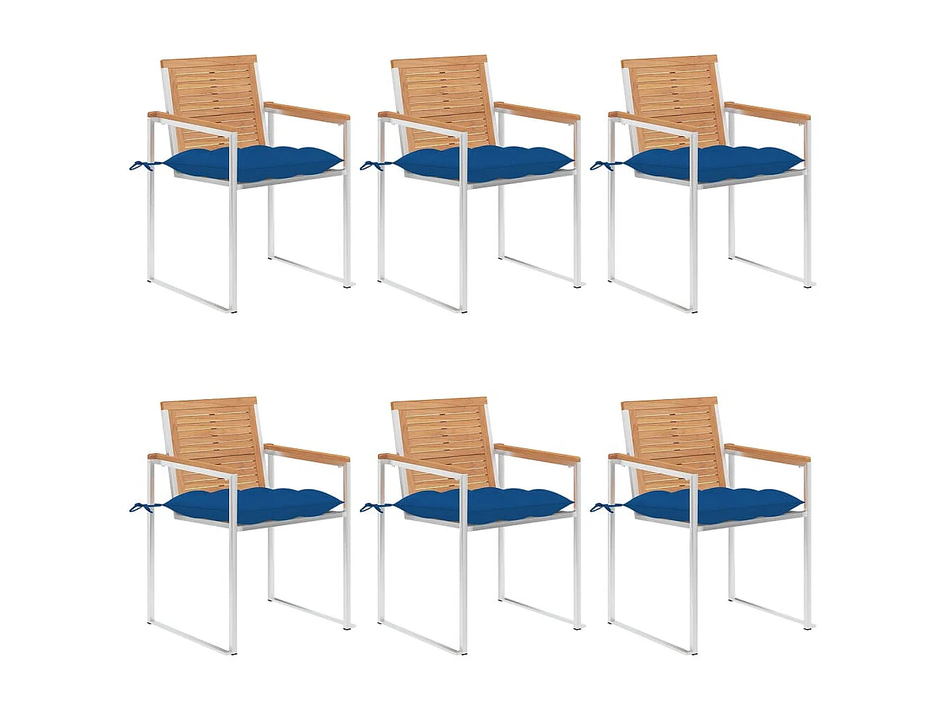 Chaises de jardin 6 pcs avec coussins Bois de teck massif 39