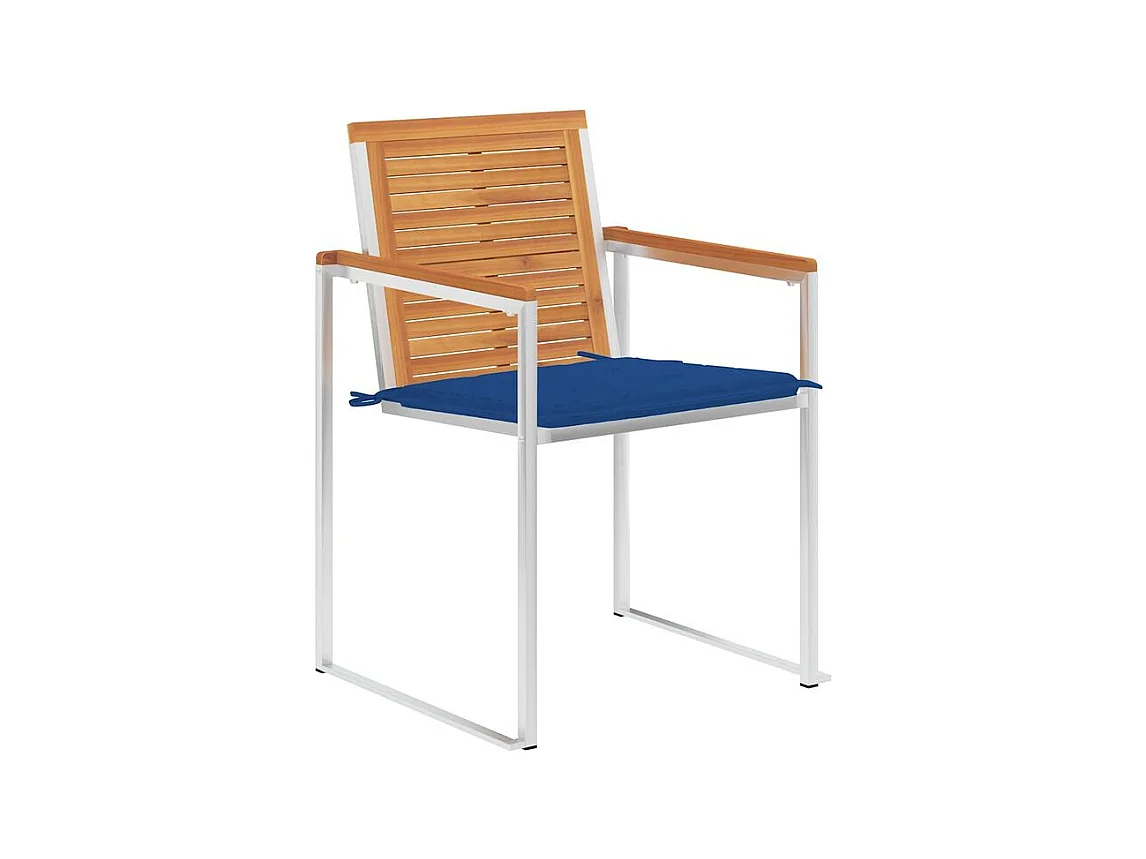 Chaises de jardin avec coussins lot de 2 Acacia solide et acier