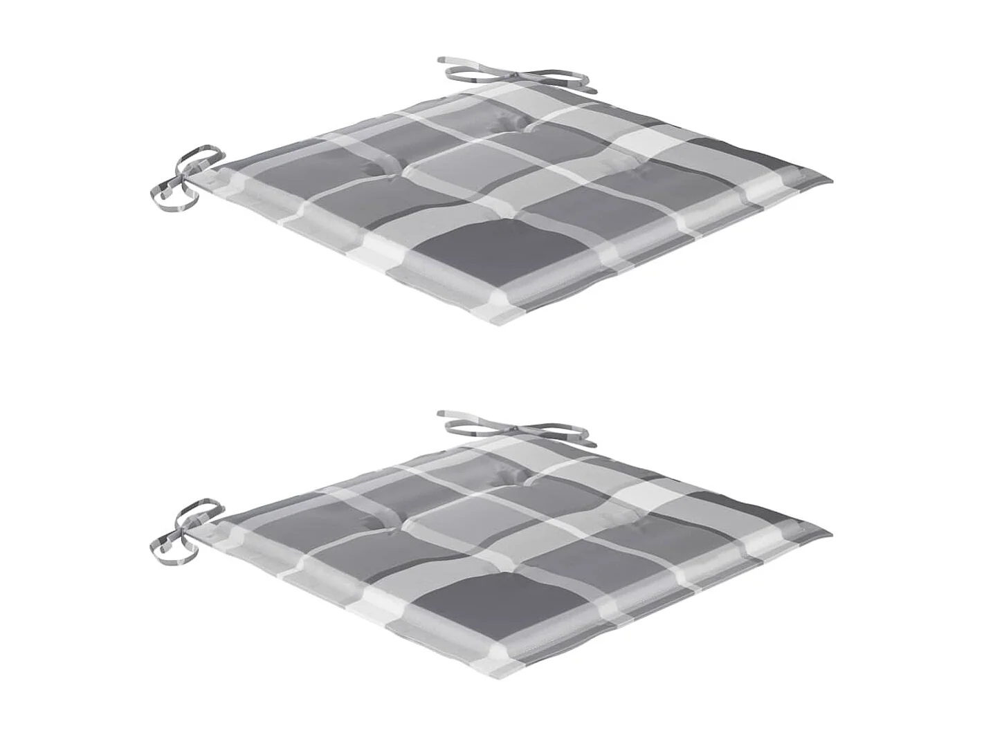 Chaises de jardin 2 pcs avec coussins à carreaux gris Teck 9