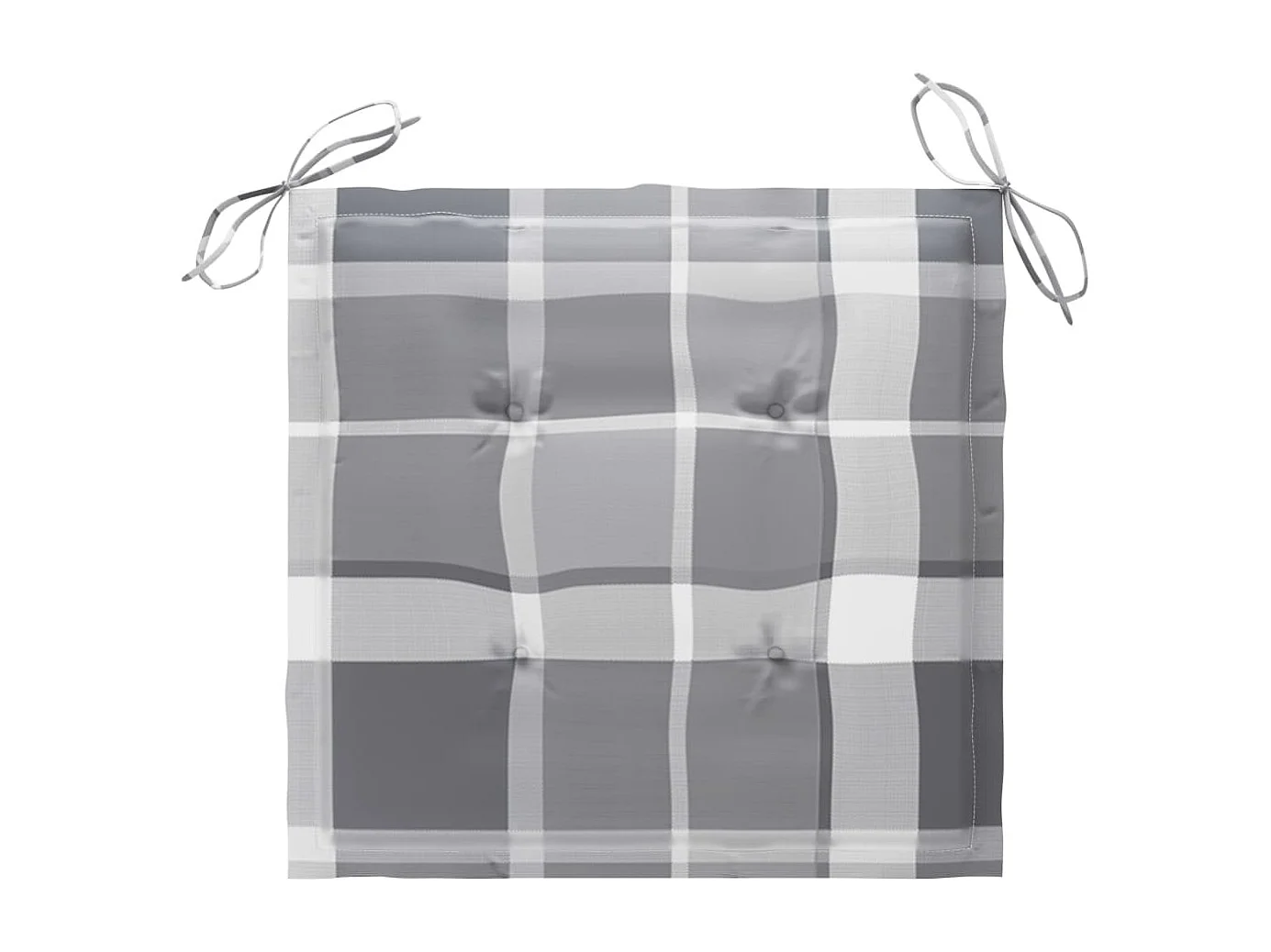 Chaises de jardin 2 pcs avec coussins à carreaux gris Teck 9