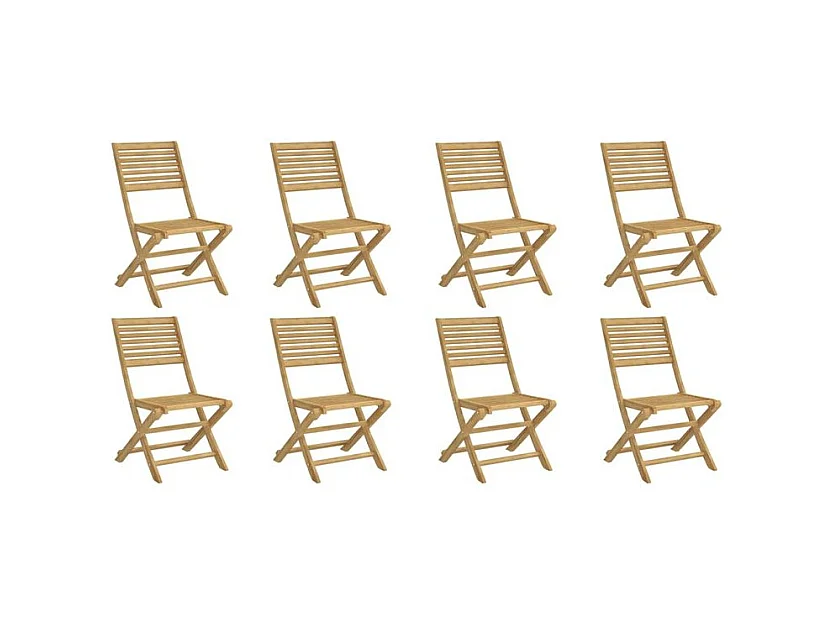 Chaises pliables de jardin lot de 8 bois massif d'acacia