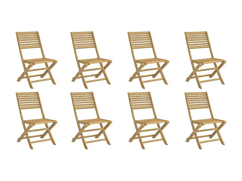 Chaises pliables de jardin lot de 8 bois massif d'acacia