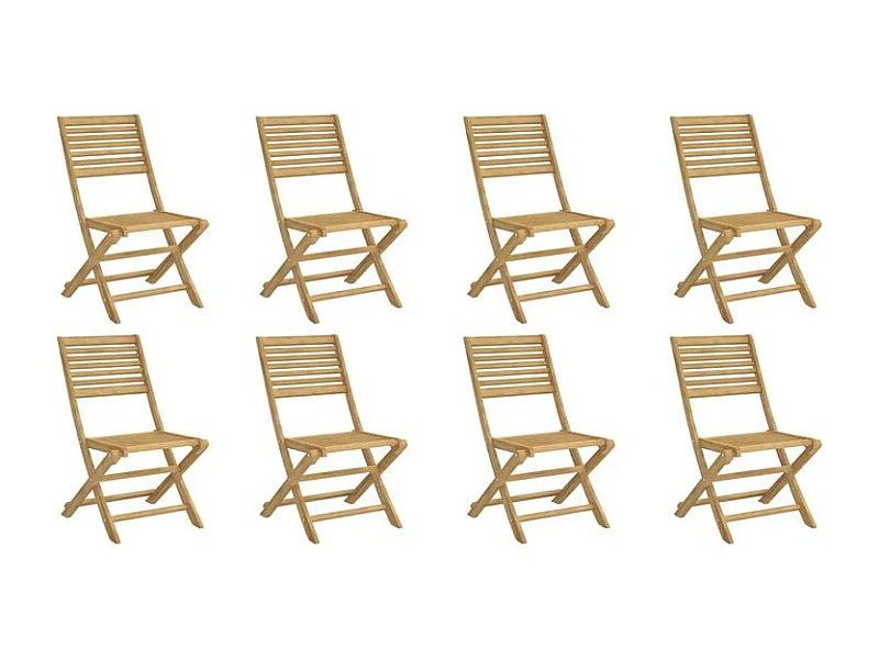 Chaises pliables de jardin lot de 8 bois massif d'acacia