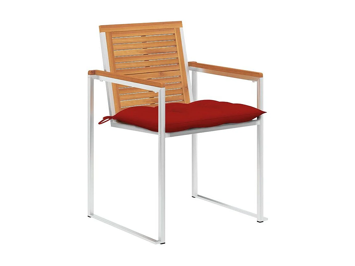 Chaises de jardin lot de 4 avec coussins Bois d'acacia massif