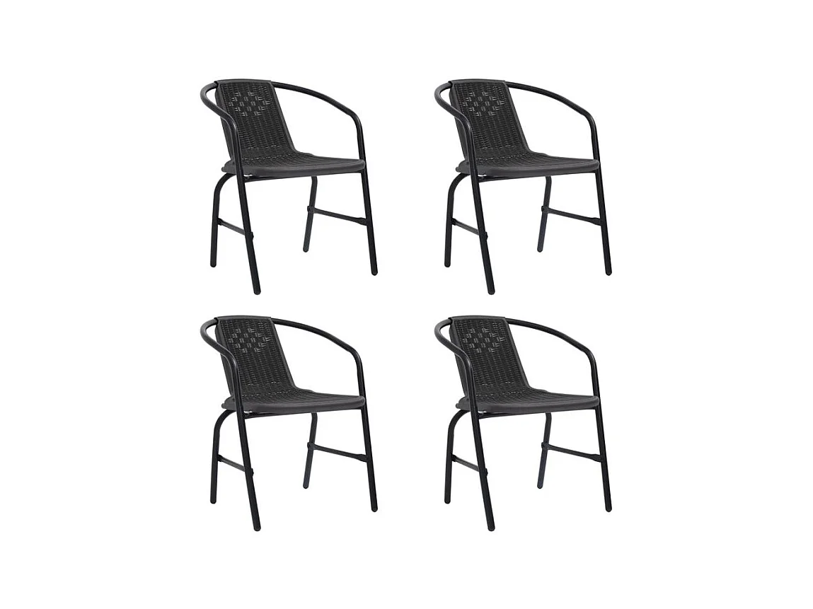 Chaises de jardin lot de 4 Rotin plastique et acier 110 kg