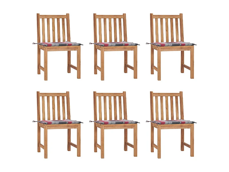 Chaises de jardin 6 pcs avec coussins Bois de teck massif 5