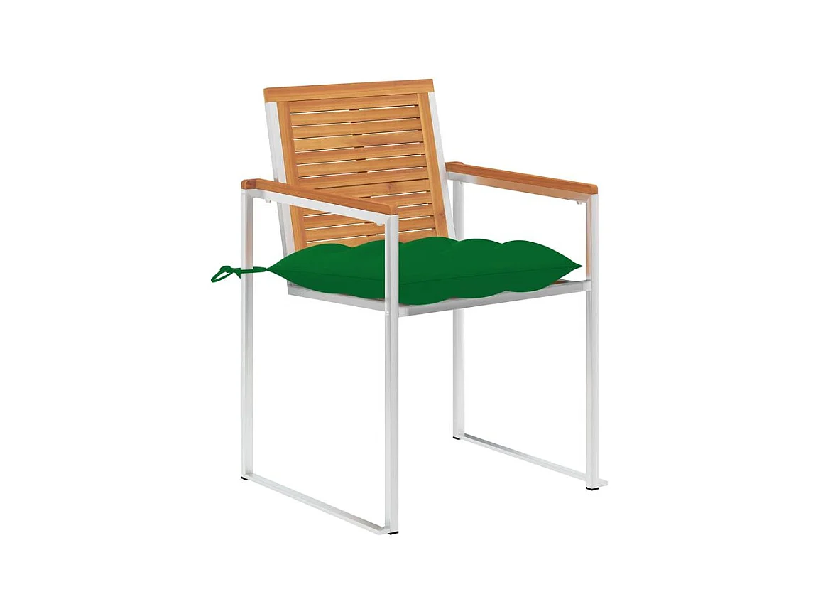 Chaises de jardin avec coussins lot de 2 Acacia solide et acier