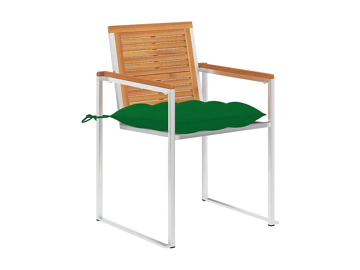 Chaises de jardin avec coussins lot de 2 Acacia solide et acier