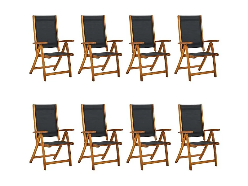 Chaises de jardin pliantes 8 pcs Bois d'acacia massif Textilène