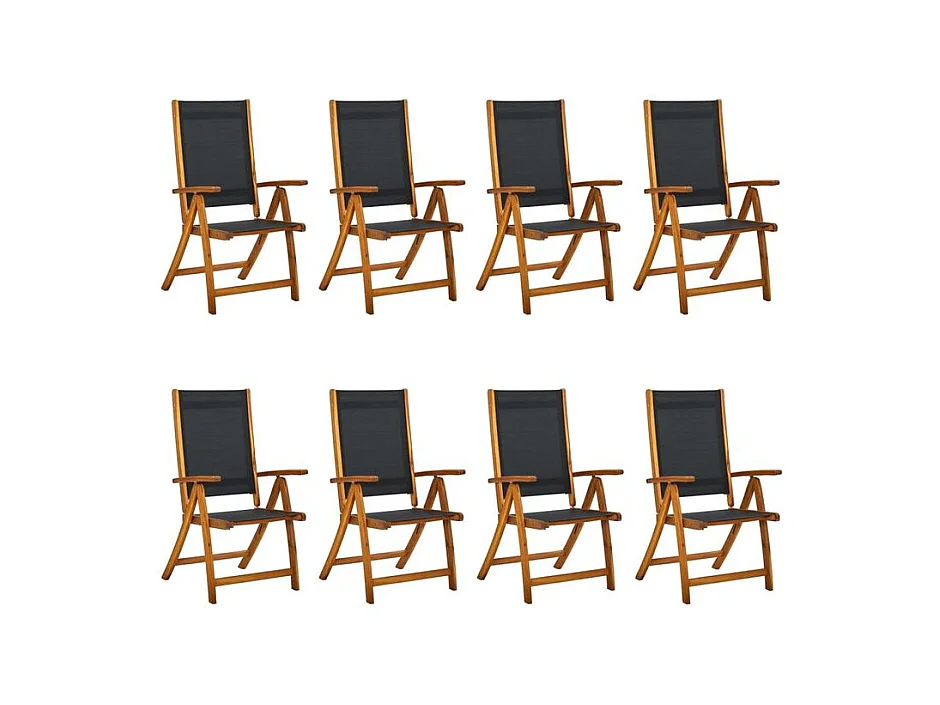 Chaises de jardin pliantes 8 pcs Bois d'acacia massif Textilène