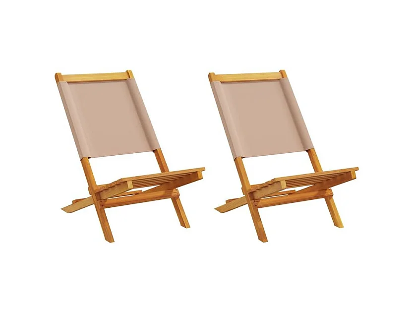 Chaises de jardin lot de 2 taupe bois d'acacia massif et tissu