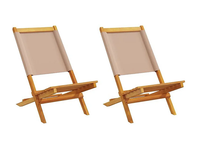 Chaises de jardin lot de 2 taupe bois d'acacia massif et tissu