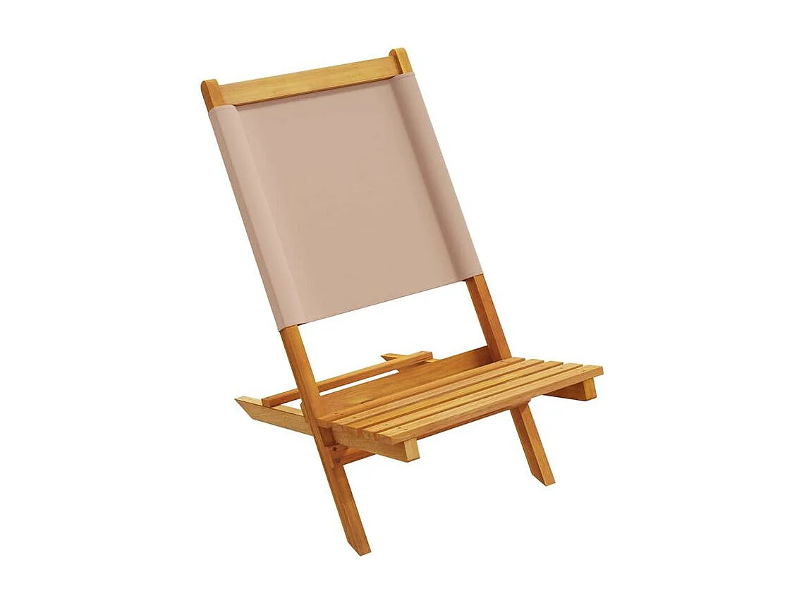 Chaises de jardin lot de 2 taupe bois d'acacia massif et tissu