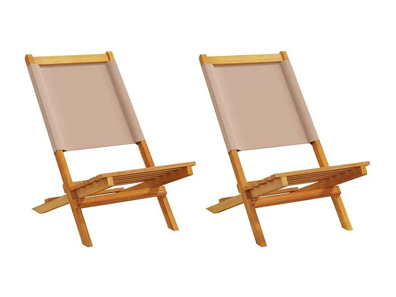 Chaises de jardin lot de 2 taupe bois d'acacia massif et tissu