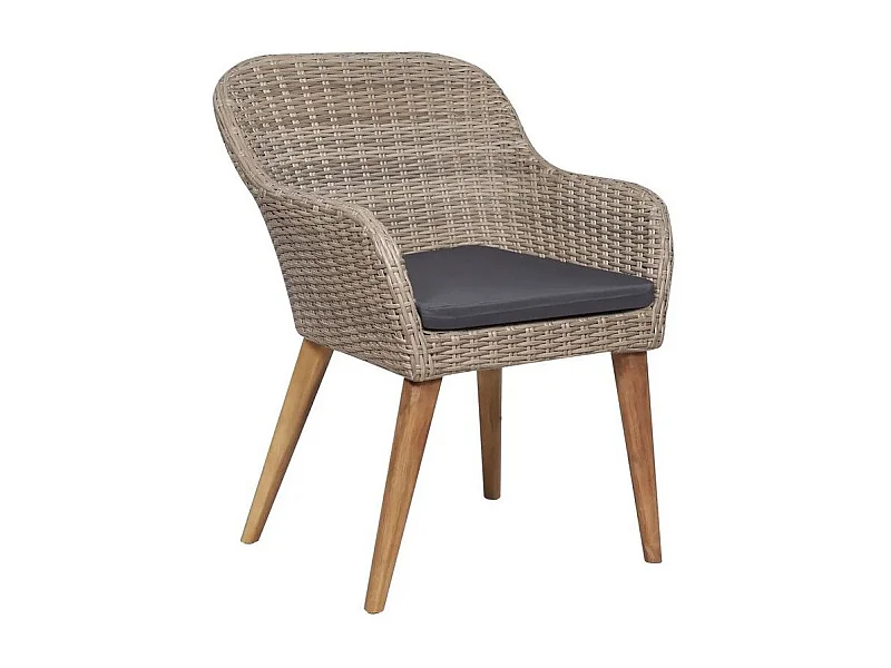 Chaise de jardin résine marron et acacia massif Kion - Lot de 2