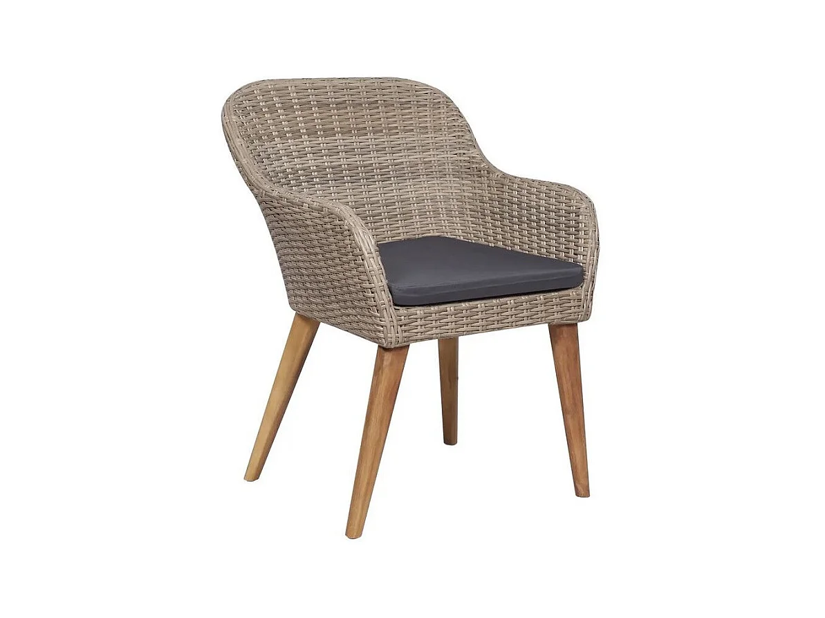 Chaise de jardin résine marron et acacia massif Kion - Lot de 2