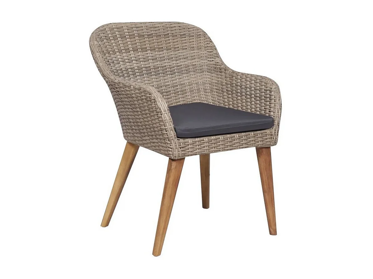 Chaise de jardin résine marron et acacia massif Kion - Lot de 2