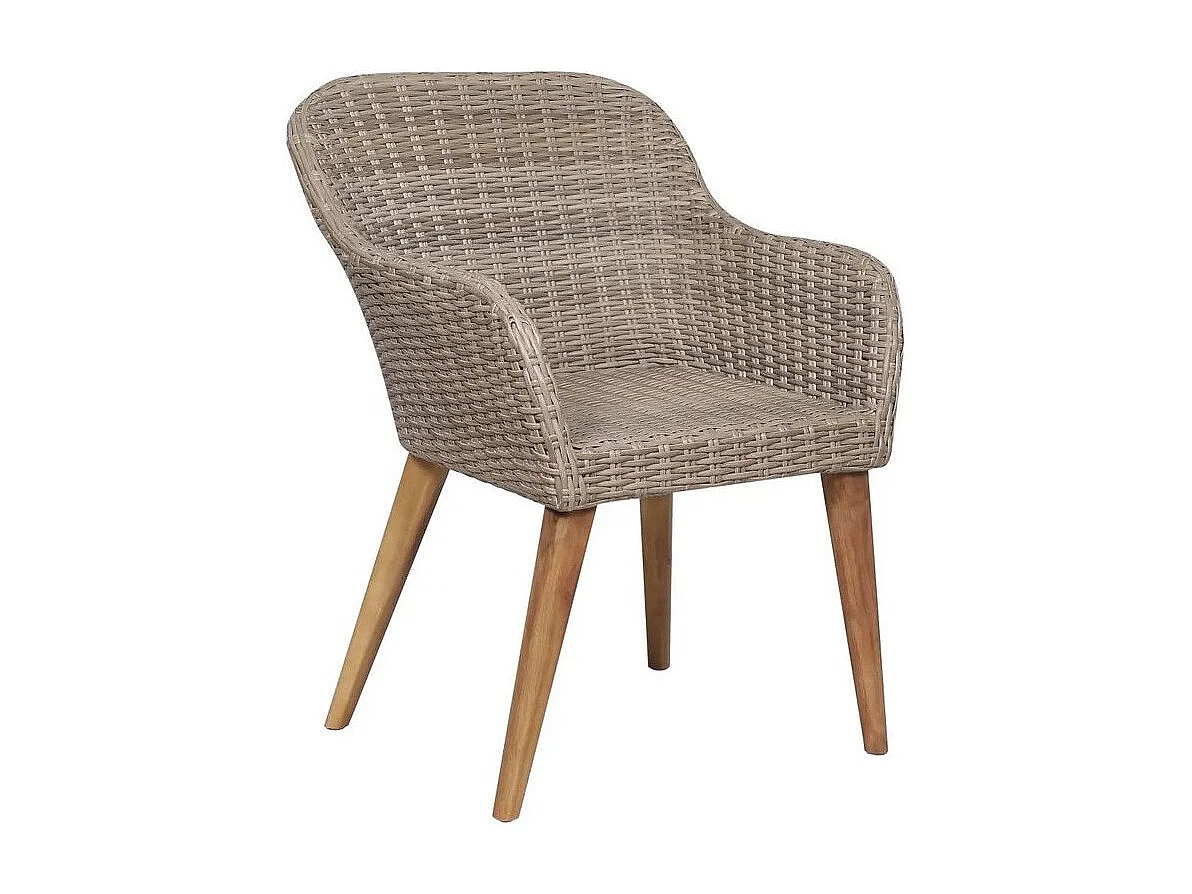 Chaise de jardin résine marron et acacia massif Kion - Lot de 2