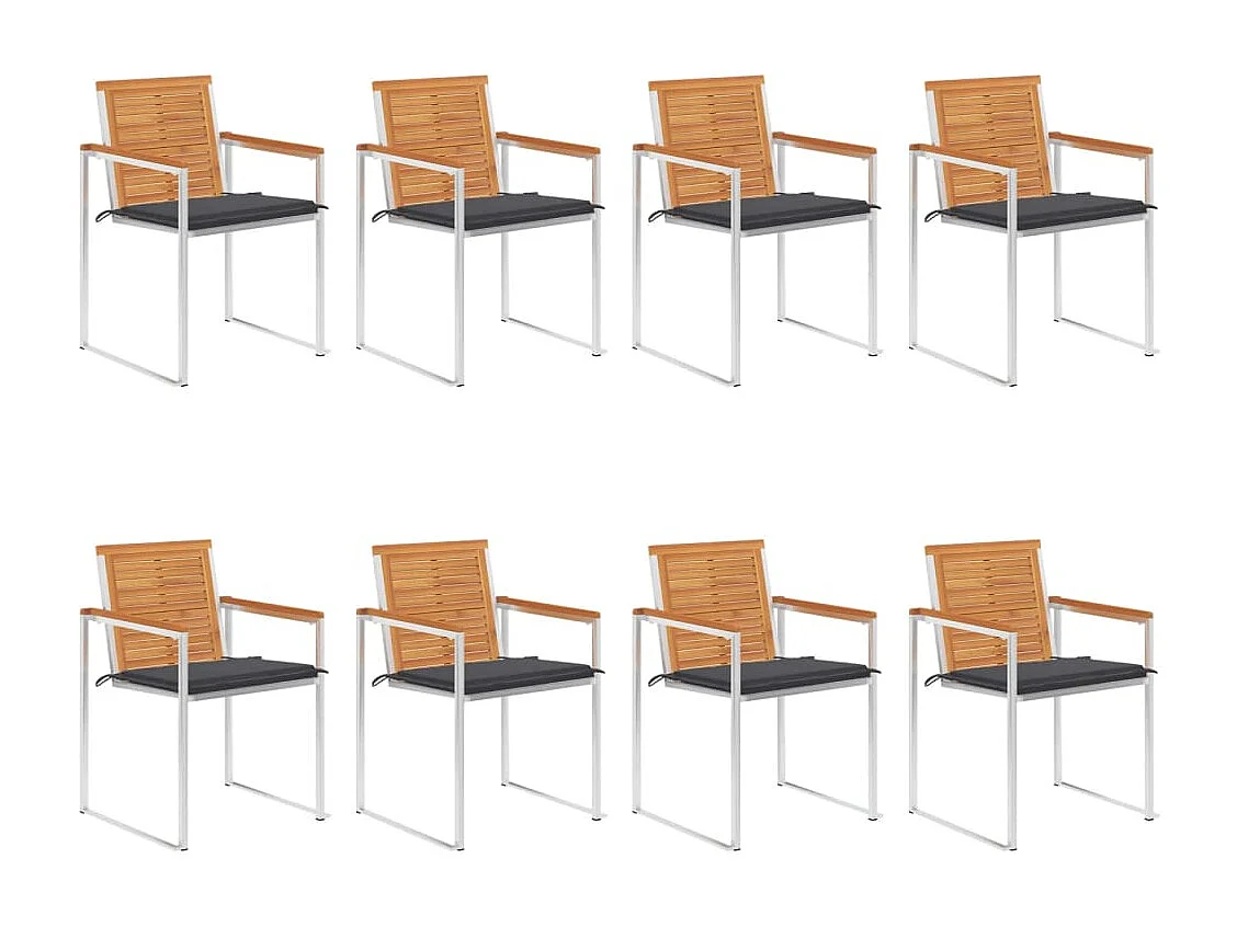 Chaises de jardin 8 pcs avec coussins Bois d'acacia solide 12
