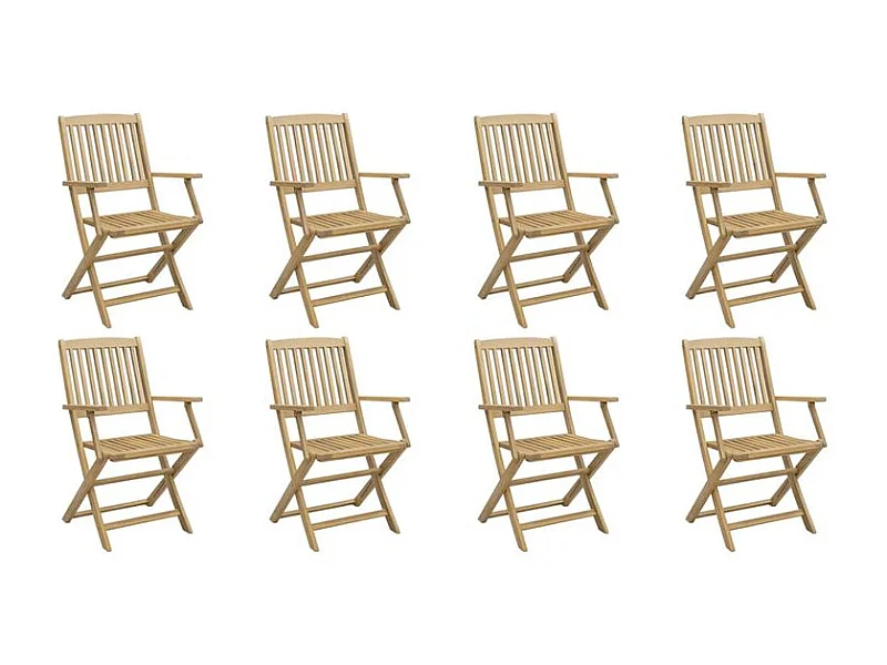 Chaises de jardin pliantes lot de 8 54,5x58x90 bois d'acacia