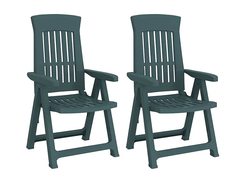 Chaises inclinables de jardin 2 pcs vert PP