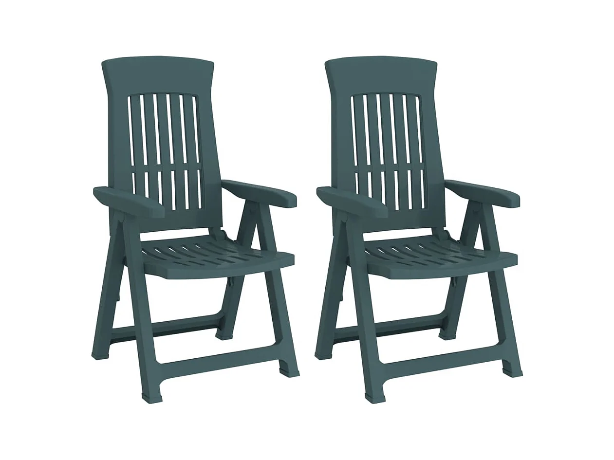 Chaises inclinables de jardin 2 pcs vert PP