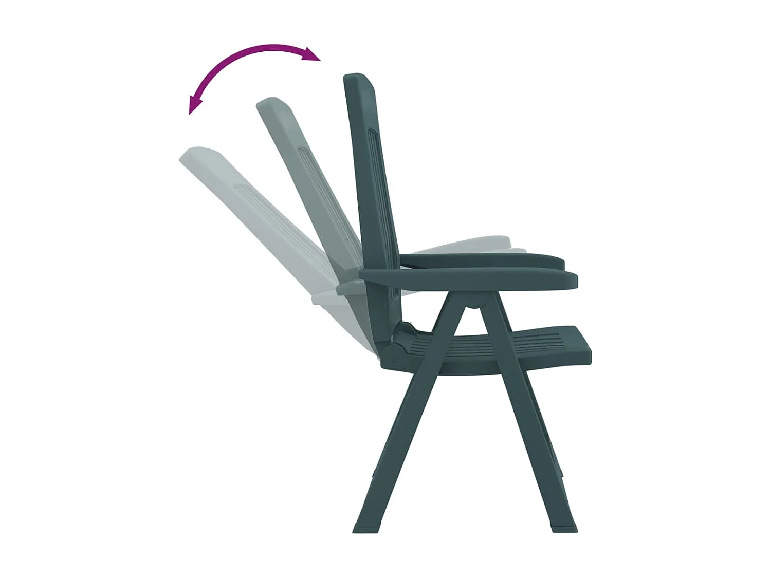 Chaises inclinables de jardin 2 pcs vert PP