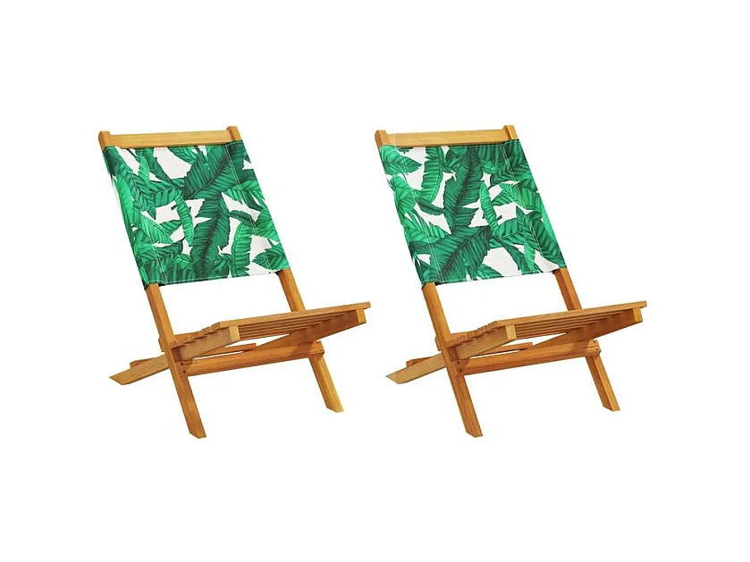 Chaises de jardin lot de 2 motif de feuilles acacia et tissu