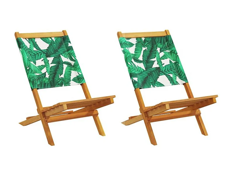 Chaises de jardin lot de 2 motif de feuilles acacia et tissu