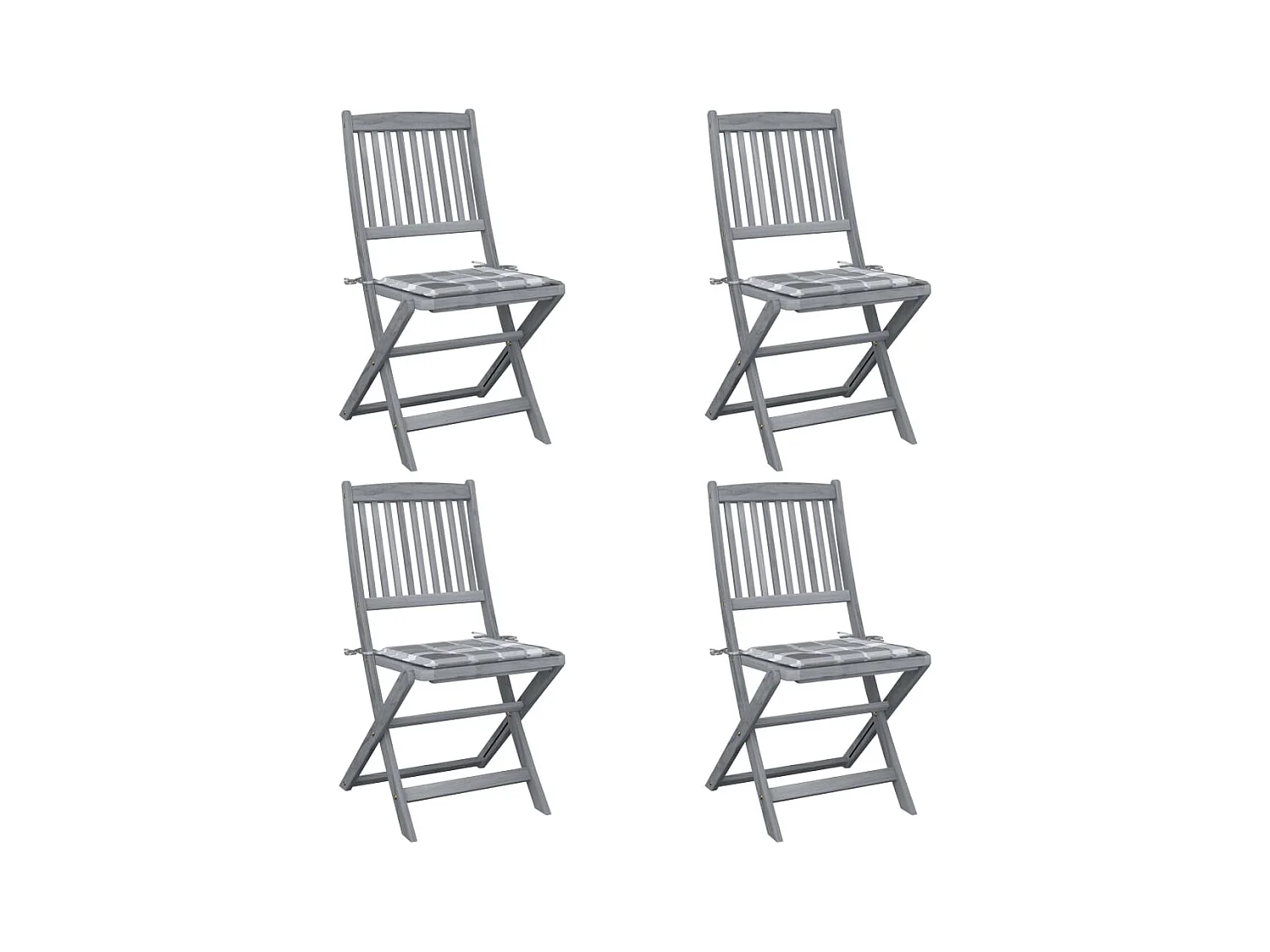 Chaises pliables d'extérieur 4 pcs avec coussins Bois d'acacia 20