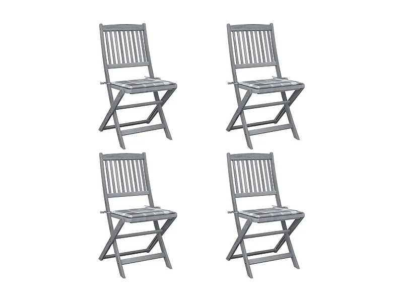Chaises pliables d'extérieur 4 pcs avec coussins Bois d'acacia 20
