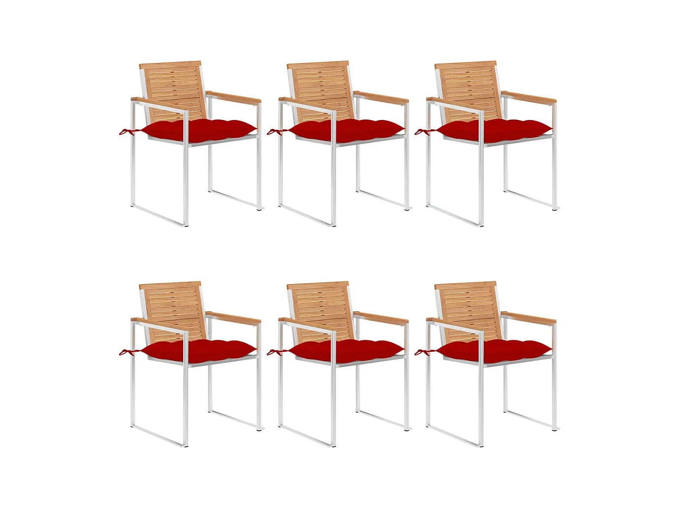 Chaises de jardin 6 pcs avec coussins Bois de teck massif 47