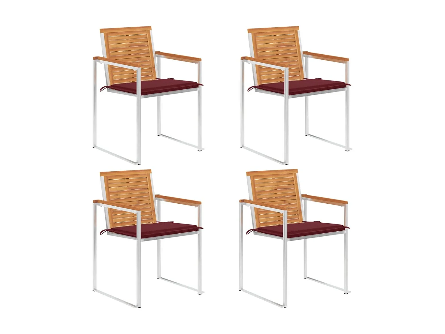 Chaises de jardin 4 pcs avec coussins Bois d'acacia massif 4