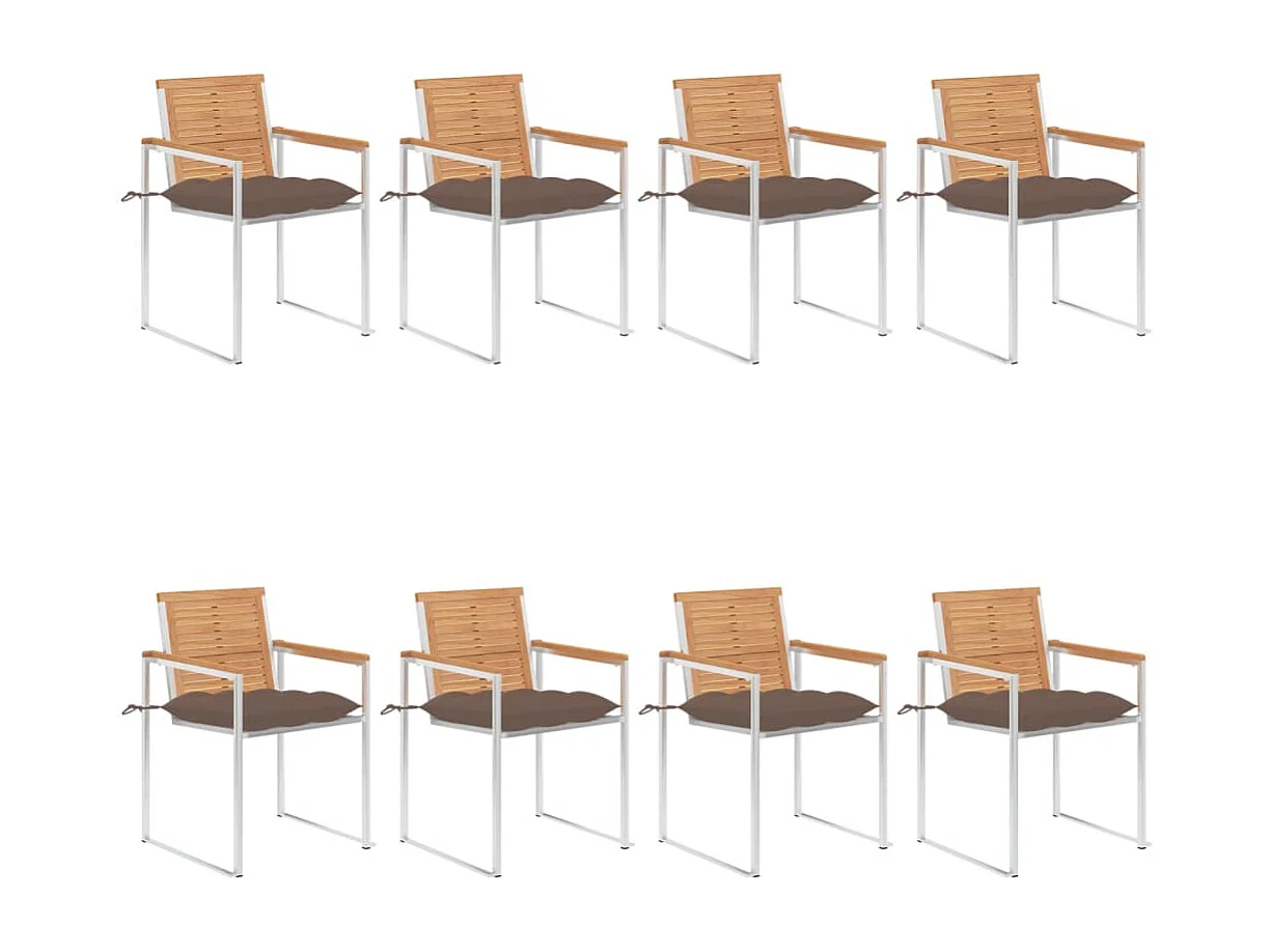 Chaises de jardin 8 pcs avec coussins Bois de teck massif 38