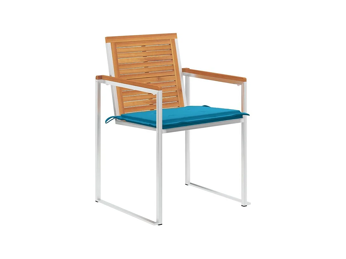 Chaises de jardin lot de 6 avec coussins Bois d'acacia solide