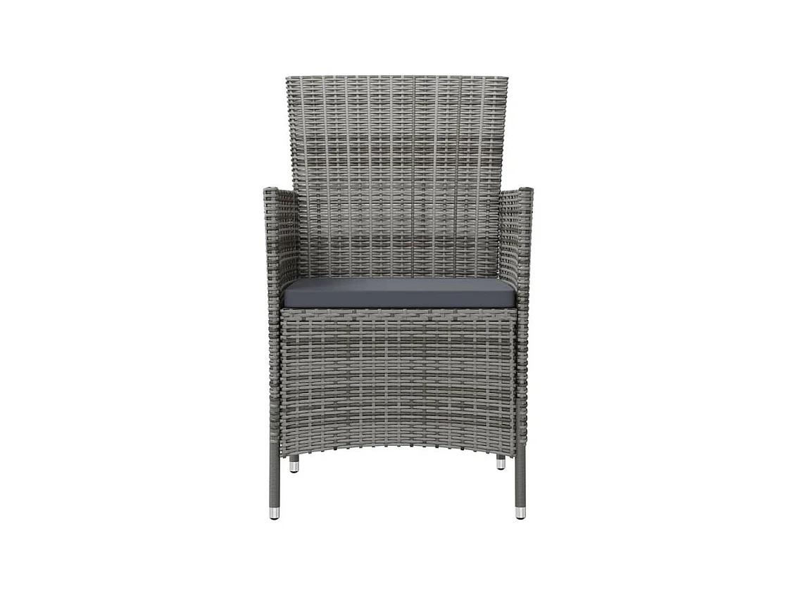 Chaises de jardin avec coussins 2 pcs Résine tressée Gris