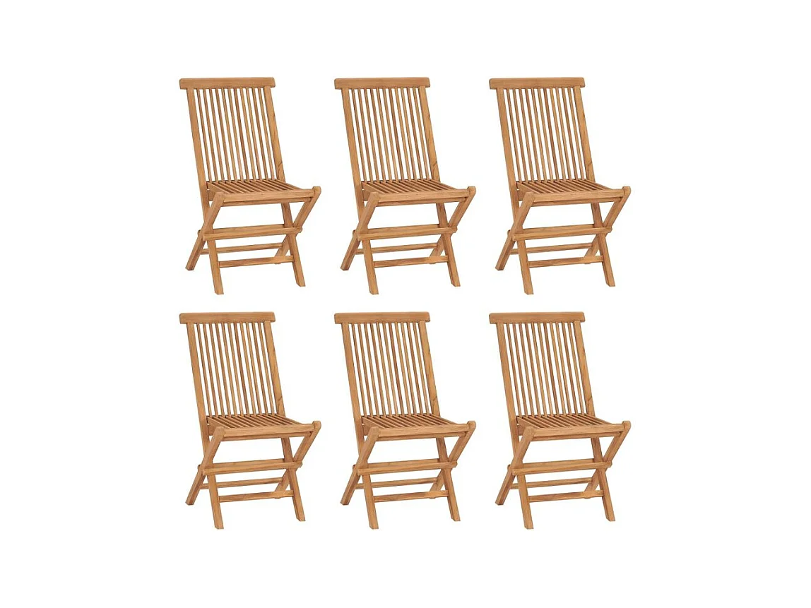 Chaises pliables de jardin 6 pcs Bois de teck solide