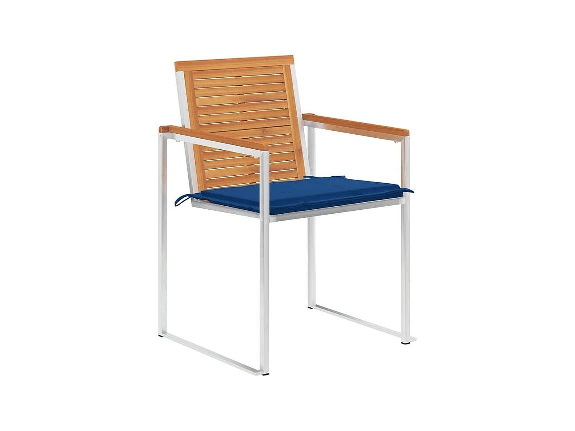 Chaises de jardin lot de 4 avec coussins Bois d'acacia massif