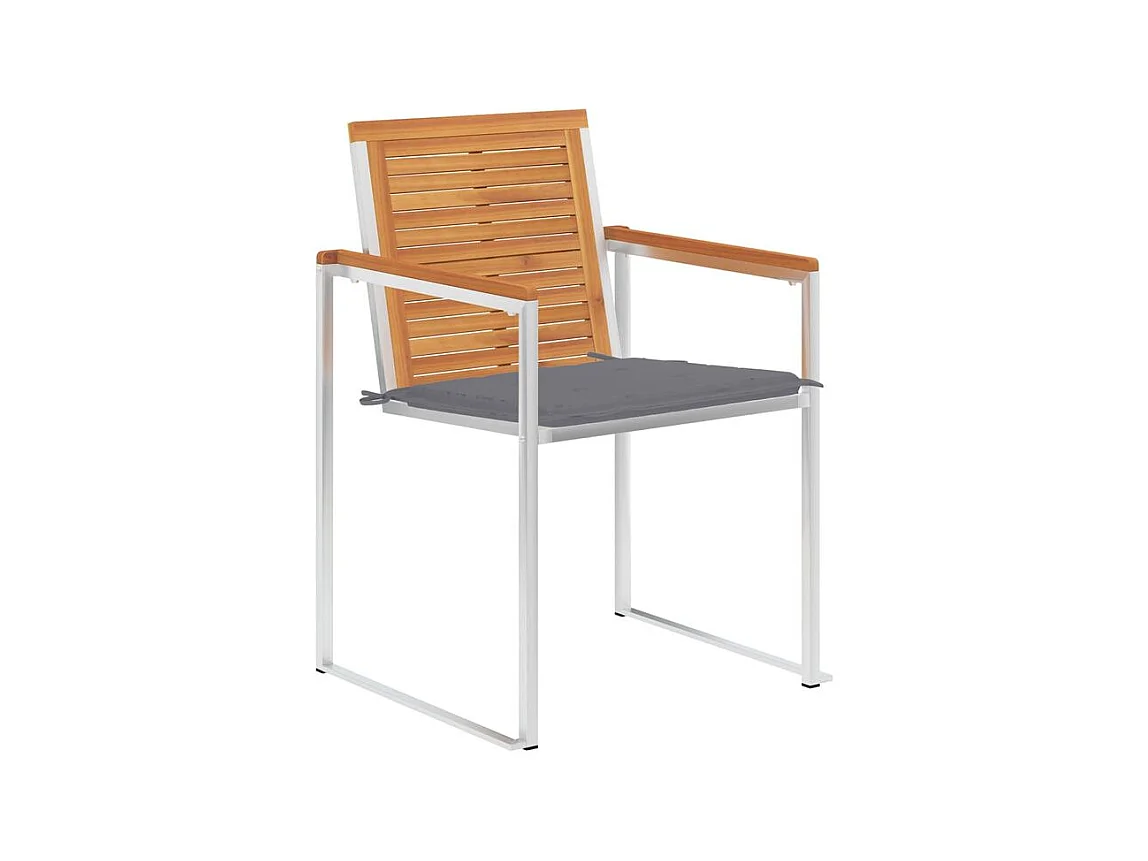Chaises de jardin avec coussins lot de 2 Acacia solide et acier
