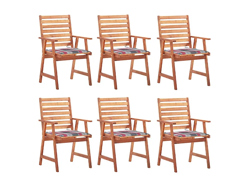 Chaises à dîner d'extérieur 6 pcs avec coussins Acacia massif 15