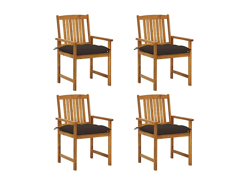 Chaises de metteur en scène avec coussins 4 pcs Acacia massif 11