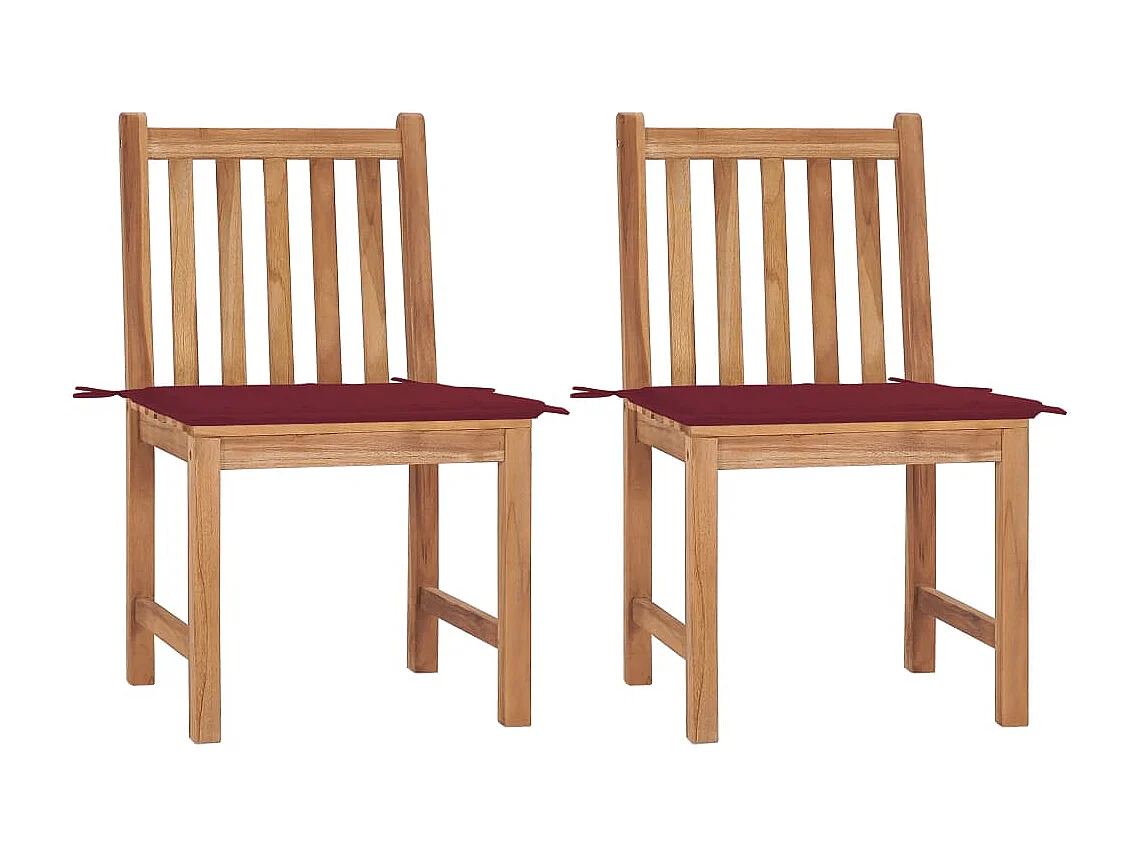Chaises de jardin 2 pcs avec coussins Bois de teck massif 25