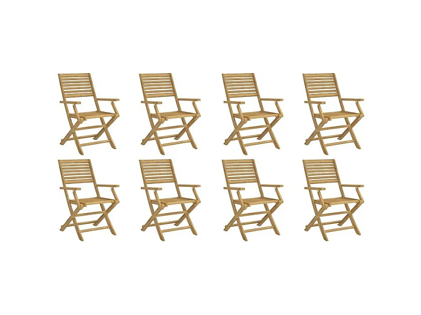 Chaises pliables de jardin lot de 8 bois massif d'acacia